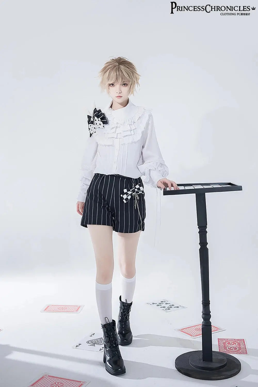 Ouji Outfit Cool Lolita Waist Cincher w. High Low Skirt by Princess Chronicles ~ Rabbit Theater Corset Costume Ouji Lolita Blous SS69