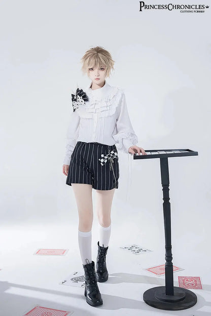 Ouji Outfit Cool Lolita Waist Cincher w. High Low Skirt by Princess Chronicles ~ Rabbit Theater Corset Costume Ouji Lolita Blous SS69