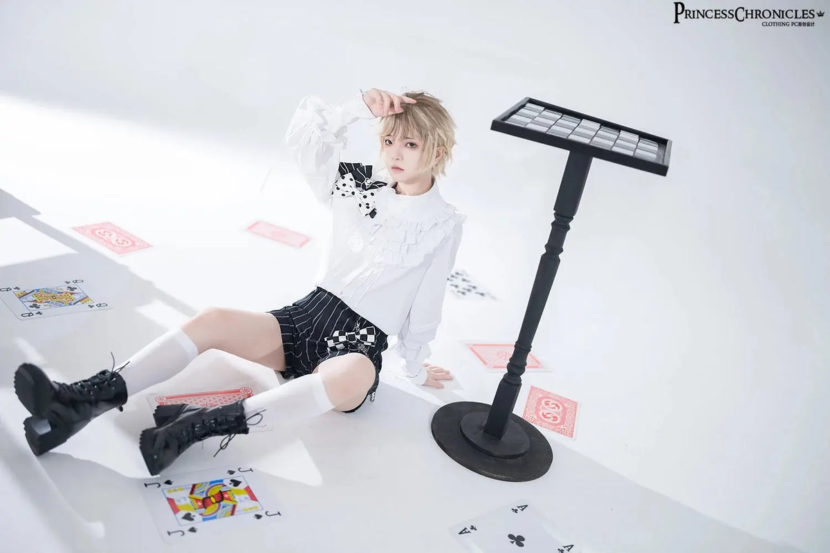 Ouji Outfit Cool Lolita Waist Cincher w. High Low Skirt by Princess Chronicles ~ Rabbit Theater Corset Costume Ouji Lolita Blous SS69