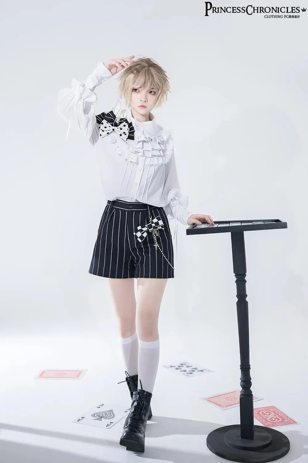 Ouji Outfit Cool Lolita Waist Cincher w. High Low Skirt by Princess Chronicles ~ Rabbit Theater Corset Costume Ouji Lolita Blous SS69