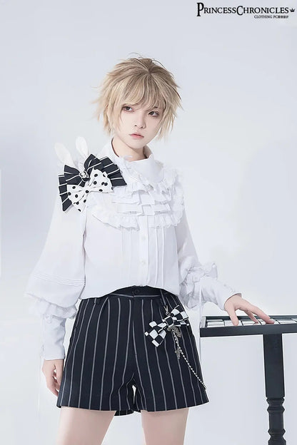 Ouji Outfit Cool Lolita Waist Cincher w. High Low Skirt by Princess Chronicles ~ Rabbit Theater Corset Costume Ouji Lolita Blous SS69