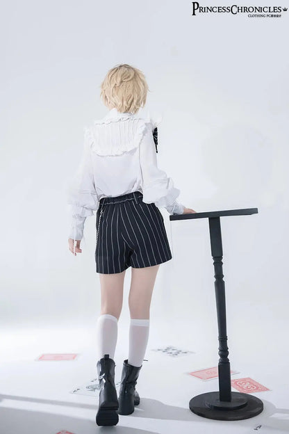 Ouji Outfit Cool Lolita Waist Cincher w. High Low Skirt by Princess Chronicles ~ Rabbit Theater Corset Costume Ouji Lolita Blous SS69