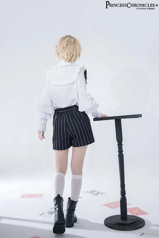 Ouji Outfit Cool Lolita Waist Cincher w. High Low Skirt by Princess Chronicles ~ Rabbit Theater Corset Costume Ouji Lolita Blous SS69