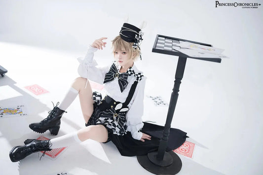 Ouji Outfit Cool Lolita Waist Cincher w. High Low Skirt by Princess Chronicles ~ Rabbit Theater Corset Costume Ouji Lolita Blous SS69