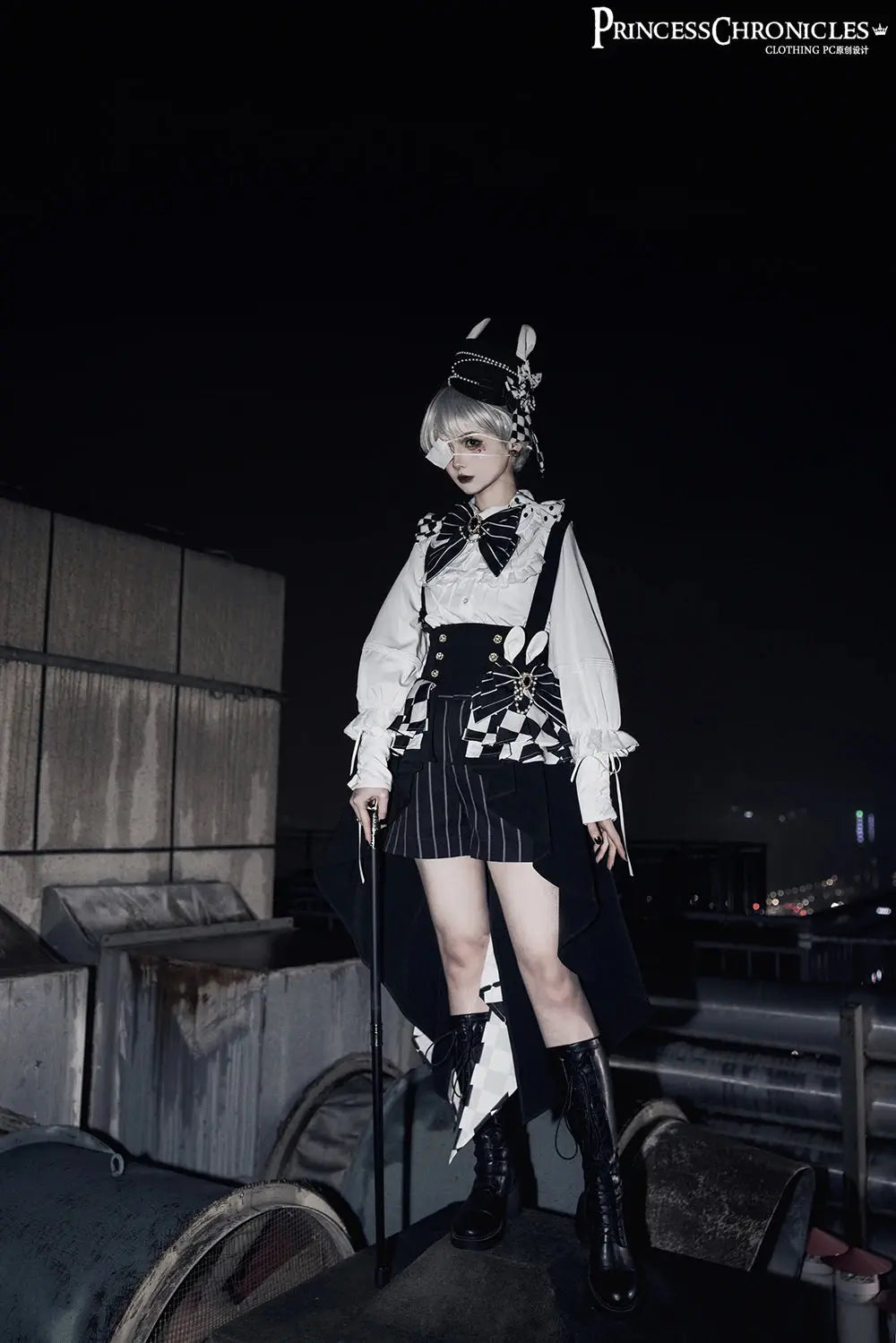 Ouji Outfit Cool Lolita Waist Cincher w. High Low Skirt by Princess Chronicles ~ Rabbit Theater Corset Costume Ouji Lolita Blous SS69