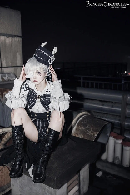 Ouji Outfit Cool Lolita Waist Cincher w. High Low Skirt by Princess Chronicles ~ Rabbit Theater Corset Costume Ouji Lolita Blous SS69