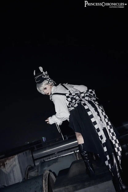 Ouji Outfit Cool Lolita Waist Cincher w. High Low Skirt by Princess Chronicles ~ Rabbit Theater Corset Costume Ouji Lolita Blous SS69