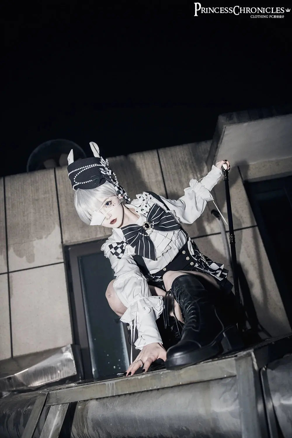 Ouji Outfit Cool Lolita Waist Cincher w. High Low Skirt by Princess Chronicles ~ Rabbit Theater Corset Costume Ouji Lolita Blous SS69