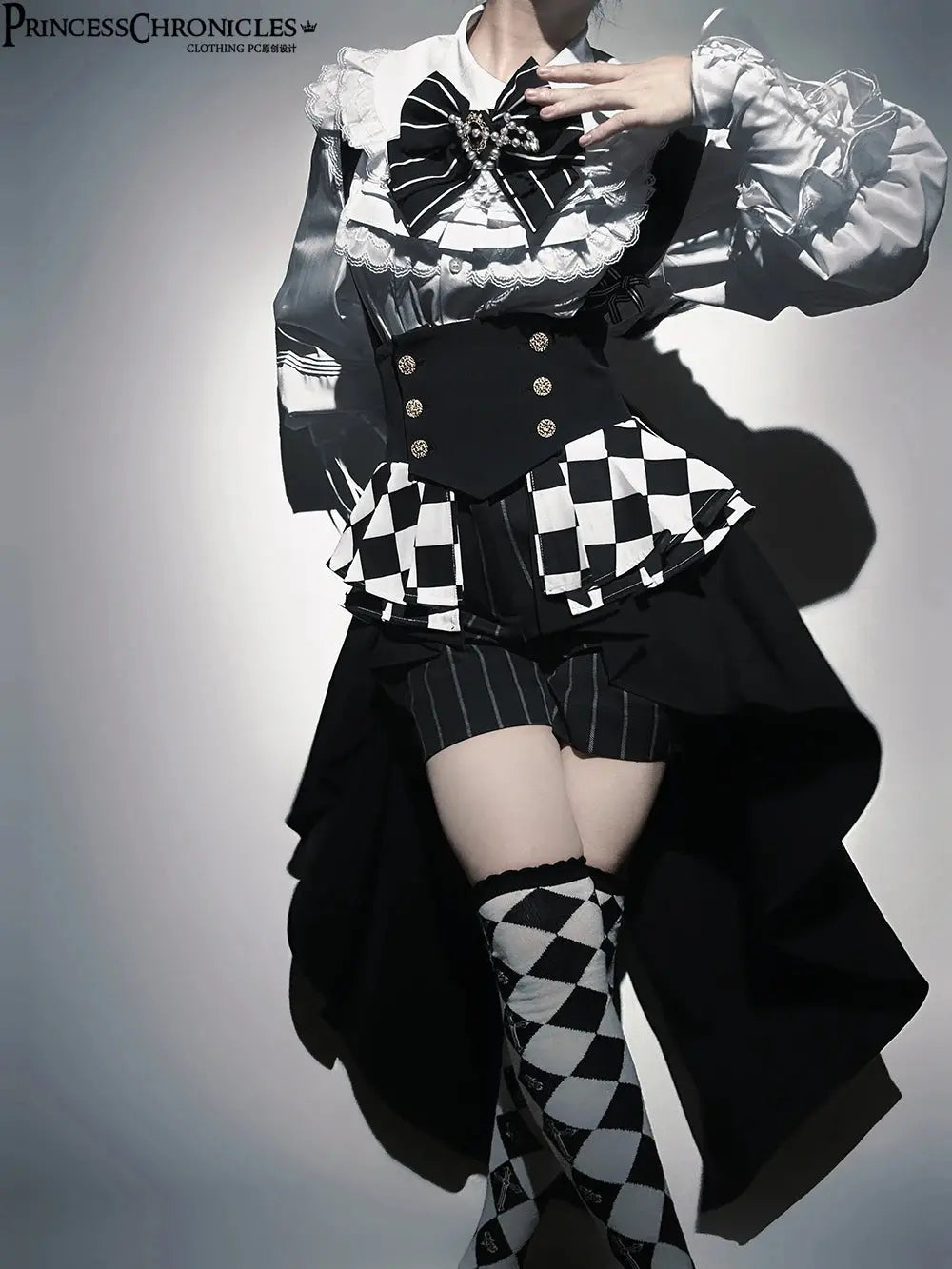 Ouji Outfit Cool Lolita Waist Cincher w. High Low Skirt by Princess Chronicles ~ Rabbit Theater Corset Costume Ouji Lolita Blous SS69