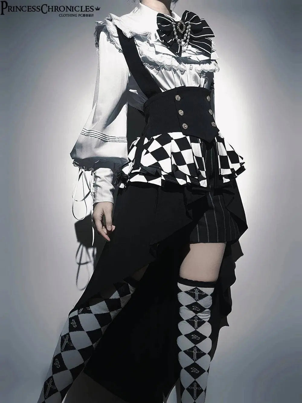 Ouji Outfit Cool Lolita Waist Cincher w. High Low Skirt by Princess Chronicles ~ Rabbit Theater Corset Costume Ouji Lolita Blous - SS69