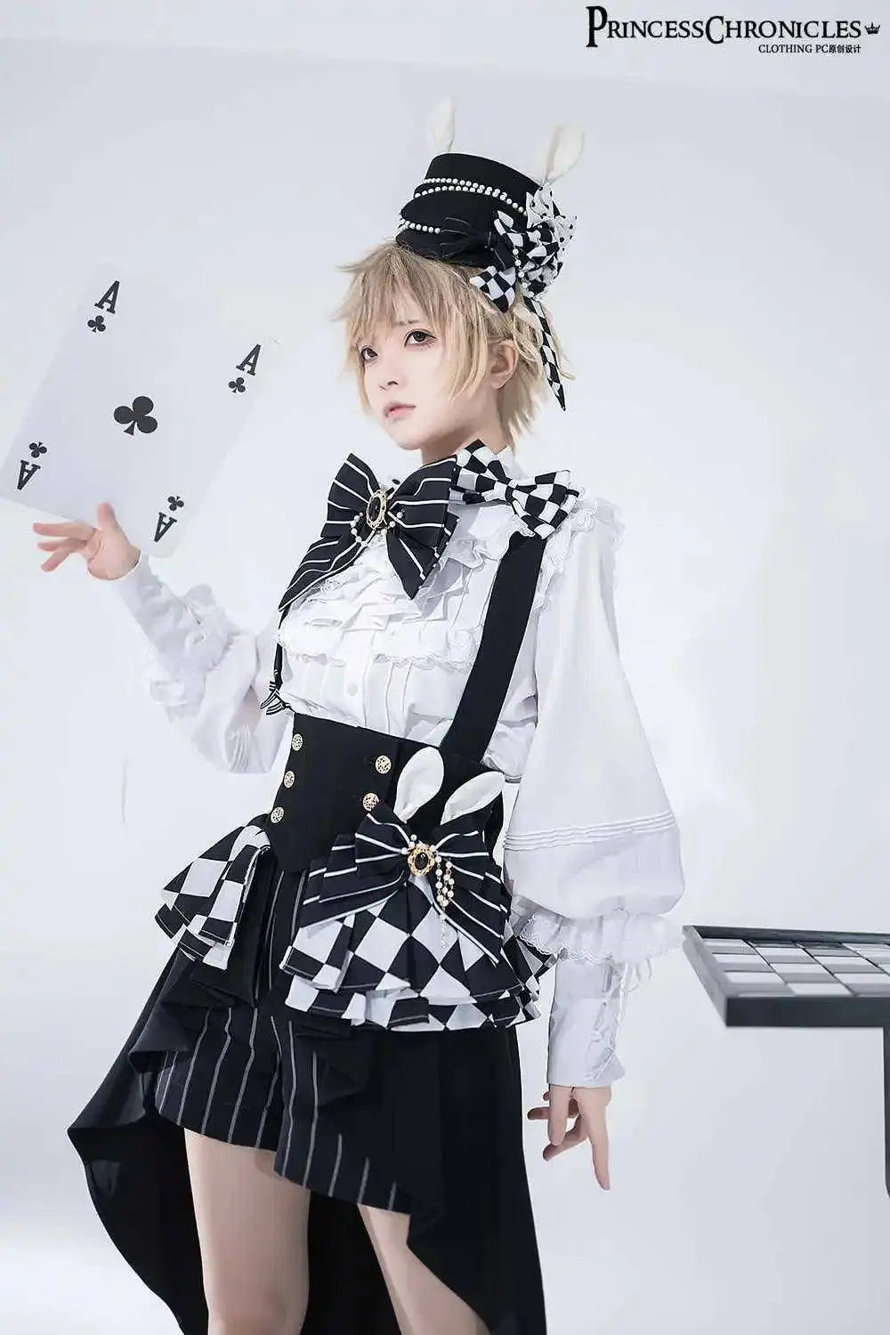 Ouji Outfit Cool Lolita Waist Cincher w. High Low Skirt by Princess Chronicles ~ Rabbit Theater Corset Costume Ouji Lolita Blous - SS69