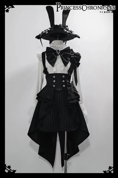 Ouji Outfit Cool Lolita Waist Cincher w. High Low Skirt by Princess Chronicles ~ Rabbit Theater Corset Costume Ouji Lolita Blous - SS69