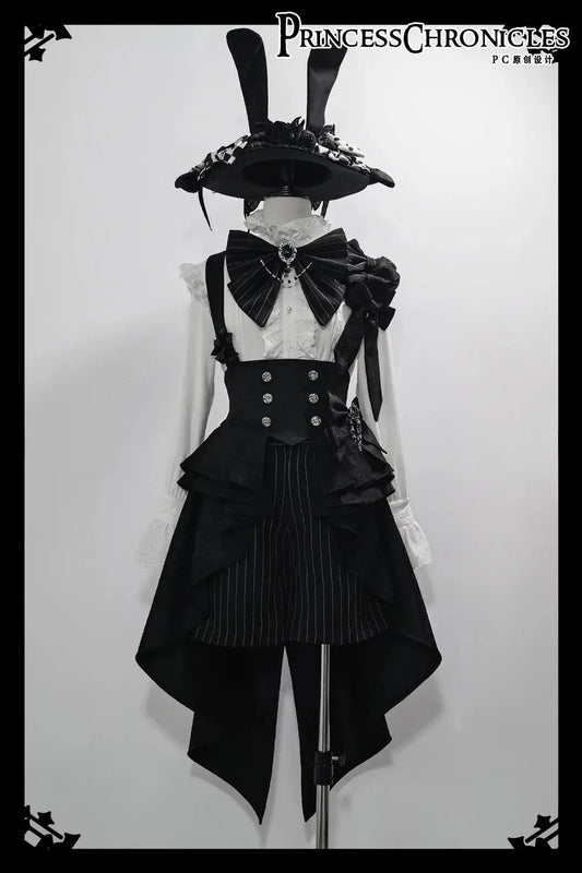 Ouji Outfit Cool Lolita Waist Cincher w. High Low Skirt by Princess Chronicles ~ Rabbit Theater Corset Costume Ouji Lolita Blous - SS69