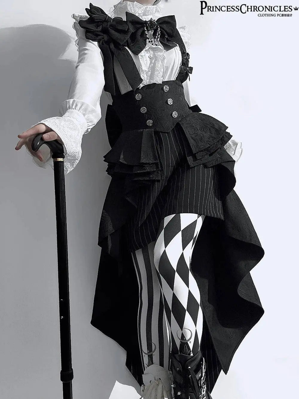 Ouji Outfit Cool Lolita Waist Cincher w. High Low Skirt by Princess Chronicles ~ Rabbit Theater Corset Costume Ouji Lolita Blous SS69