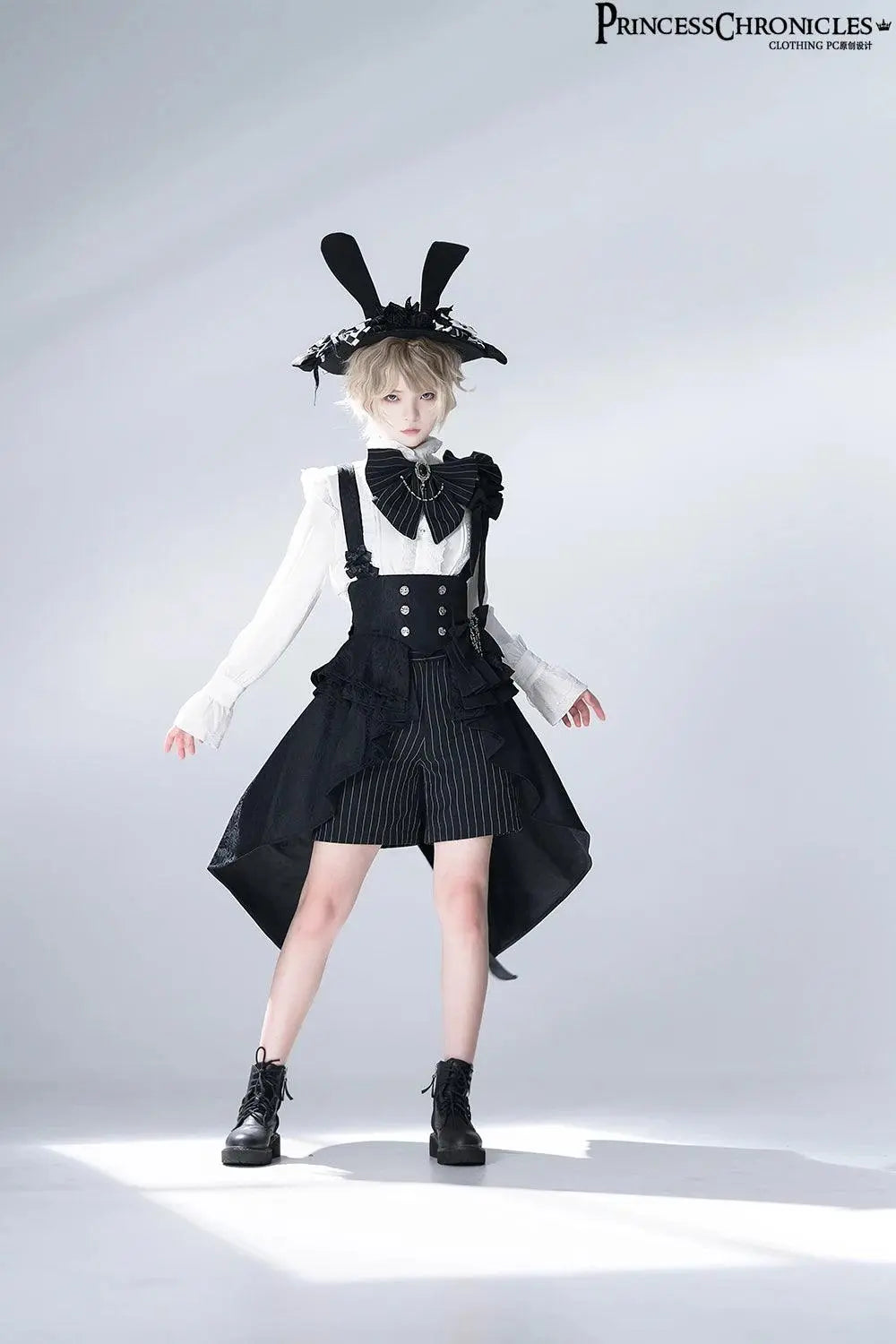 Ouji Outfit Cool Lolita Waist Cincher w. High Low Skirt by Princess Chronicles ~ Rabbit Theater Corset Costume Ouji Lolita Blous SS69