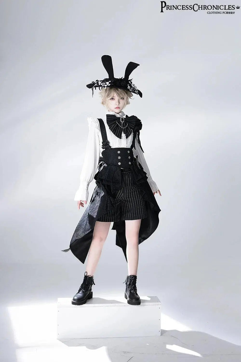 Ouji Outfit Cool Lolita Waist Cincher w. High Low Skirt by Princess Chronicles ~ Rabbit Theater Corset Costume Ouji Lolita Blous SS69