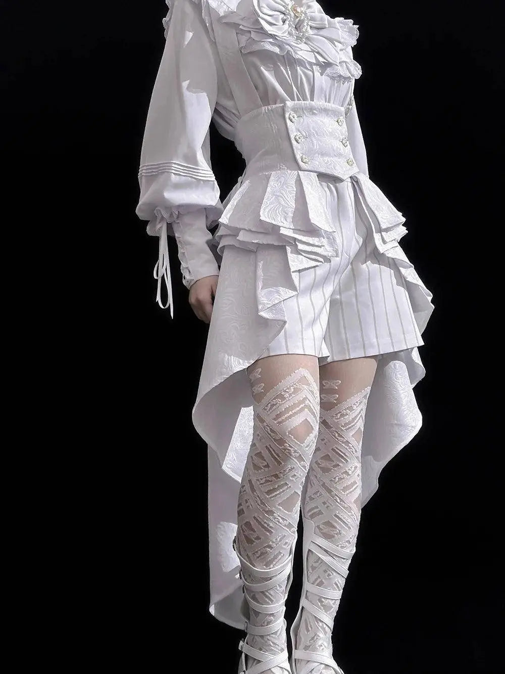 Ouji Outfit Cool Lolita Waist Cincher w. High Low Skirt by Princess Chronicles ~ Rabbit Theater Corset Costume Ouji Lolita Blous SS69