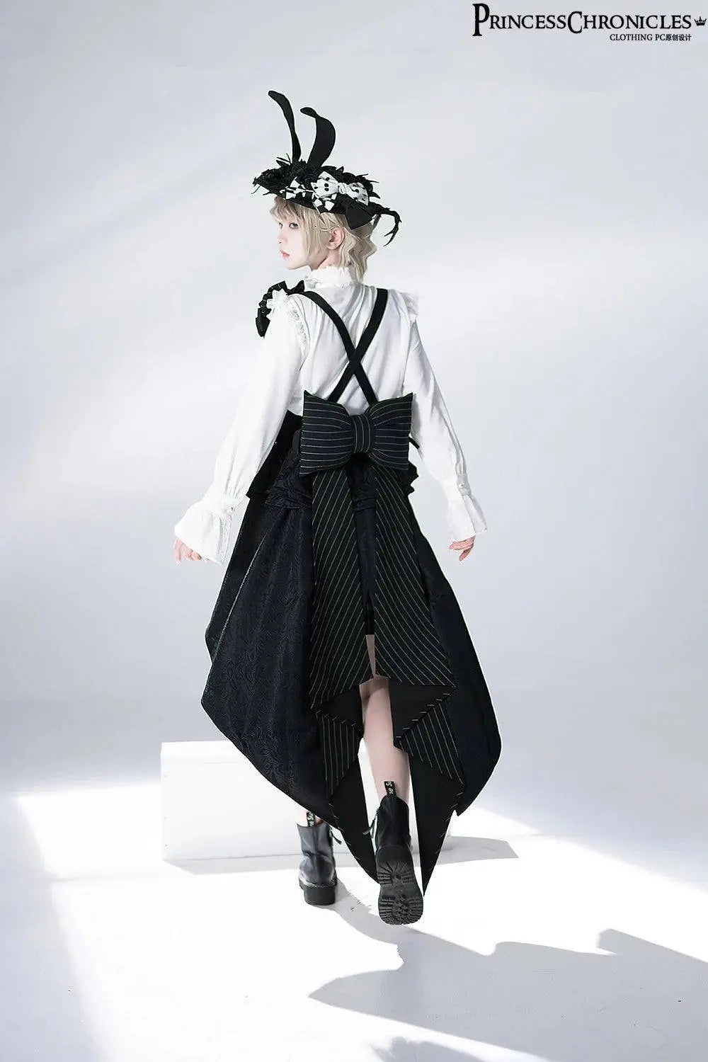 Ouji Outfit Cool Lolita Waist Cincher w. High Low Skirt by Princess Chronicles ~ Rabbit Theater Corset Costume Ouji Lolita Blous SS69