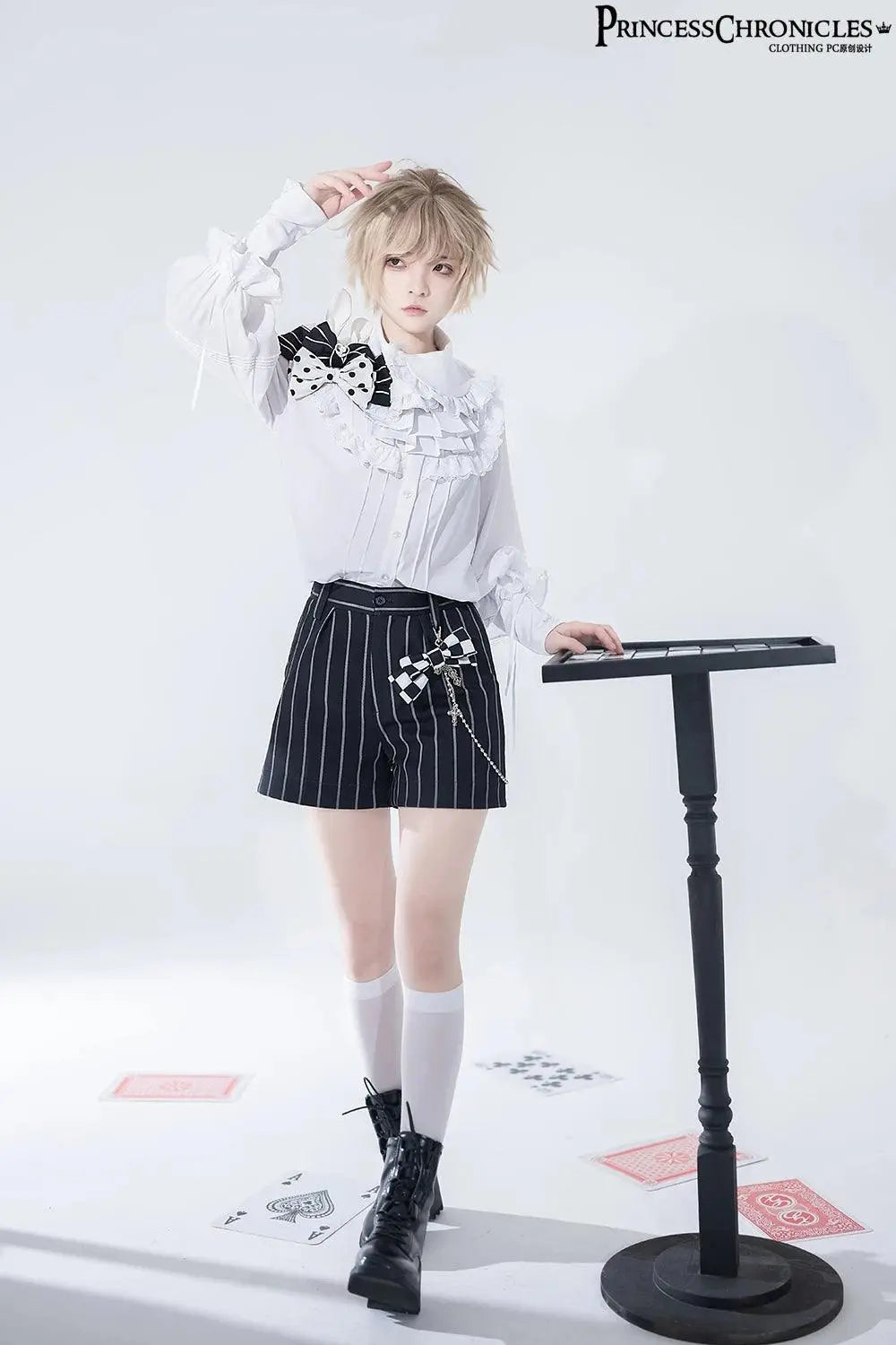 Ouji Outfit Cool Lolita Waist Cincher w. High Low Skirt by Princess Chronicles ~ Rabbit Theater Corset Costume Ouji Lolita Blous SS69