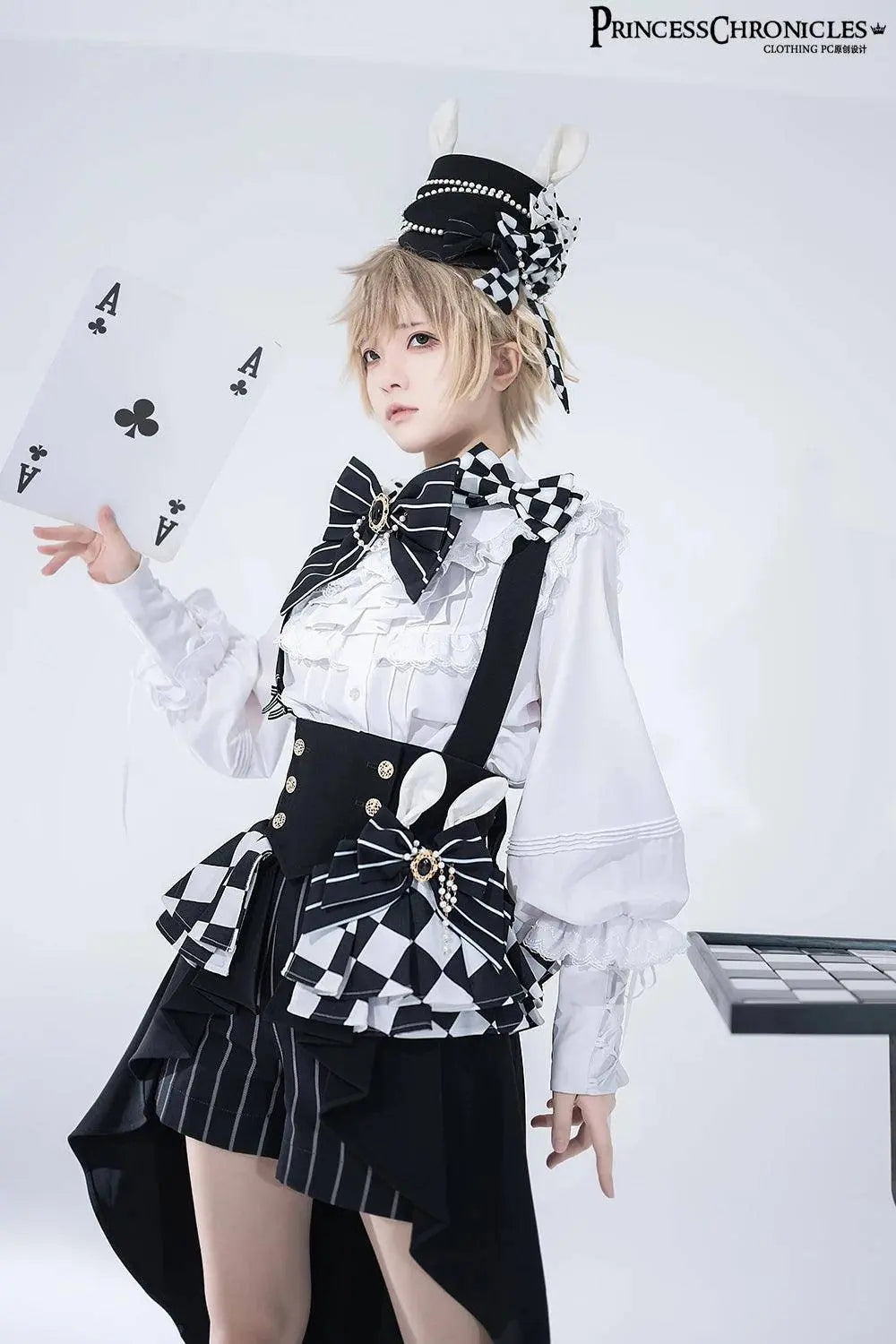 Ouji Outfit Cool Lolita Waist Cincher w. High Low Skirt by Princess Chronicles ~ Rabbit Theater Corset Costume Ouji Lolita Blous SS69