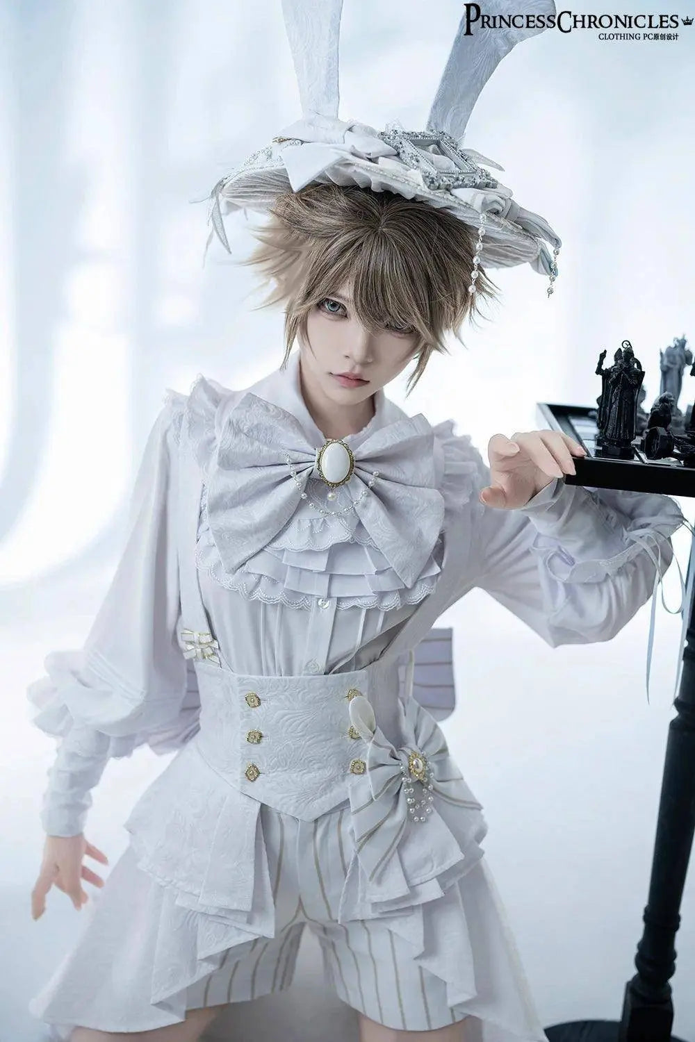 Ouji Outfit Cool Lolita Waist Cincher w. High Low Skirt by Princess Chronicles ~ Rabbit Theater Corset Costume Ouji Lolita Blous SS69