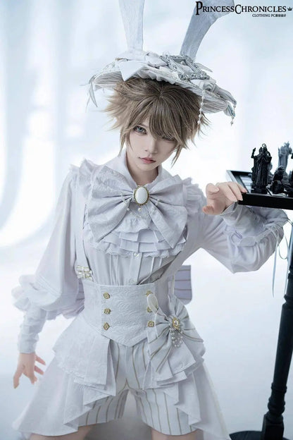 Ouji Outfit Cool Lolita Waist Cincher w. High Low Skirt by Princess Chronicles ~ Rabbit Theater Corset Costume Ouji Lolita Blous SS69