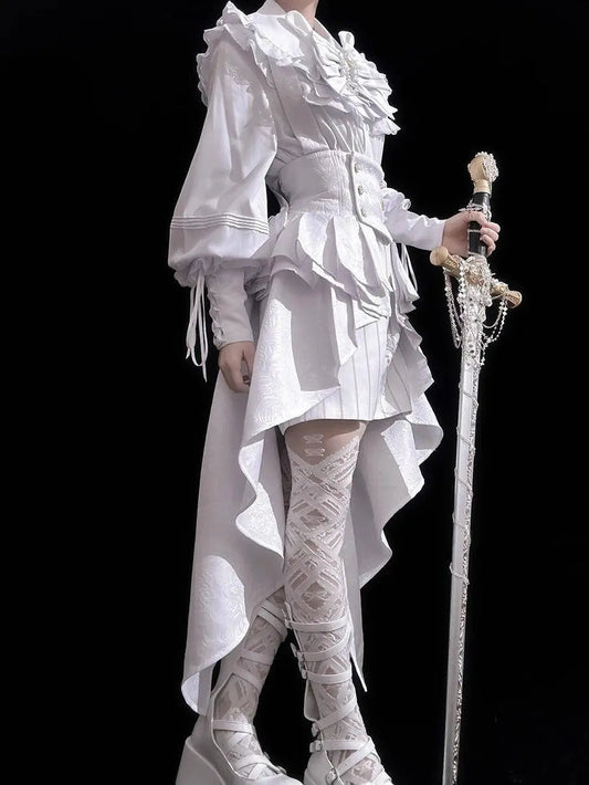 Ouji Outfit Cool Lolita Waist Cincher w. High Low Skirt by Princess Chronicles ~ Rabbit Theater Corset Costume Ouji Lolita Blous SS69