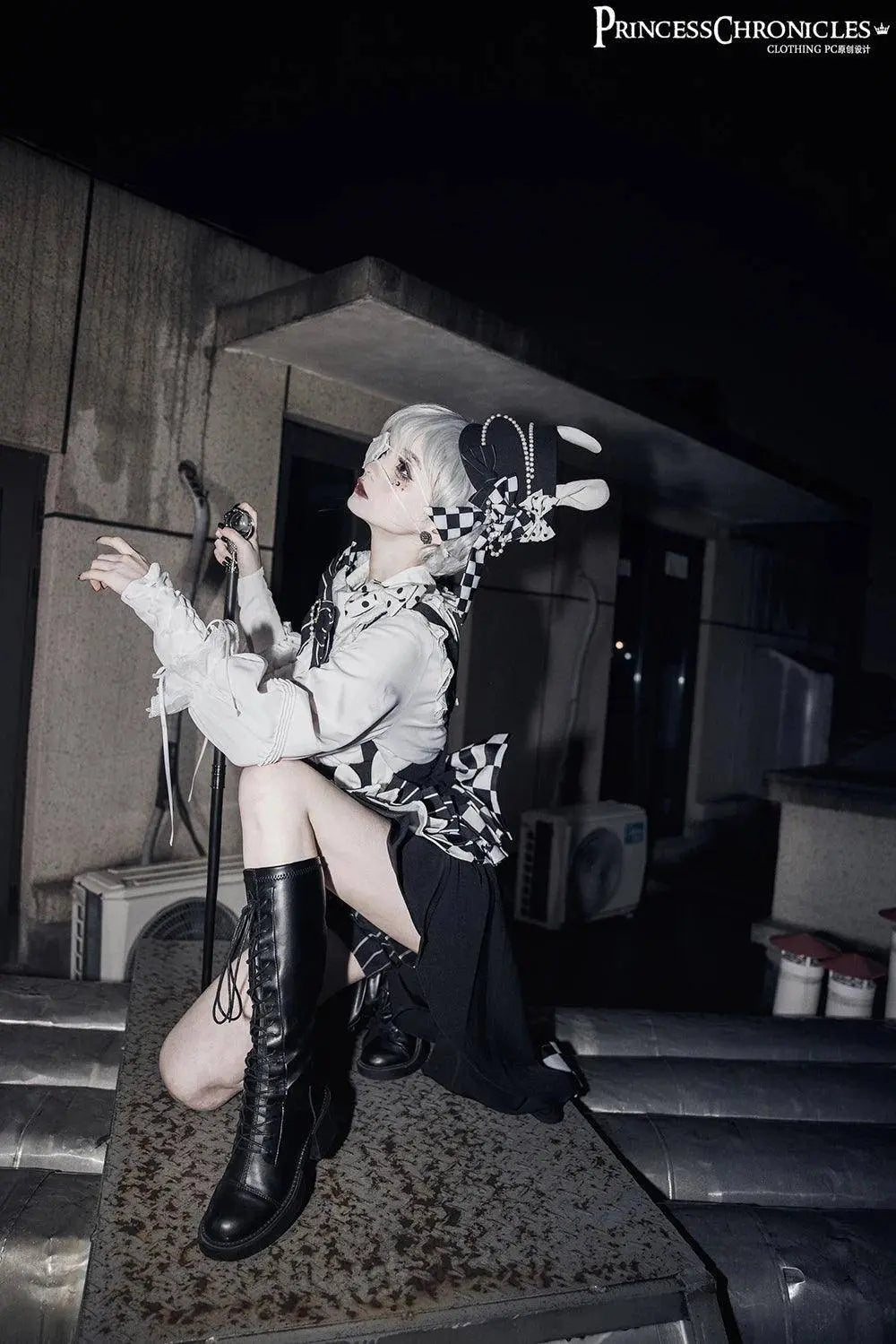 Ouji Outfit Cool Lolita Waist Cincher w. High Low Skirt by Princess Chronicles ~ Rabbit Theater Corset Costume Ouji Lolita Blous SS69