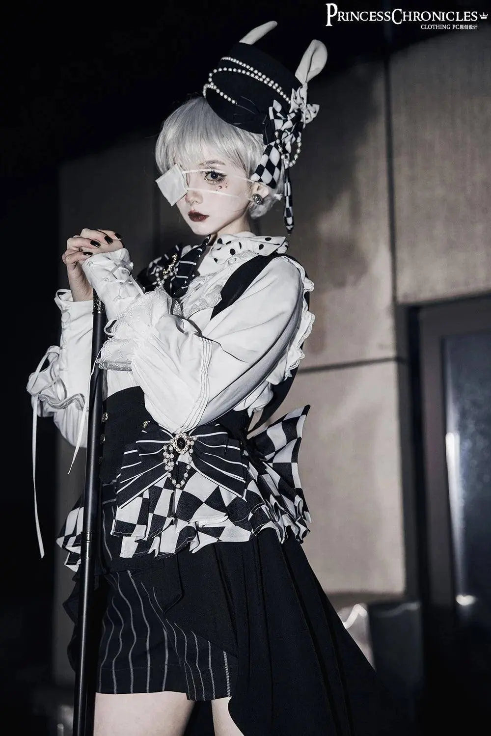 Ouji Outfit Cool Lolita Waist Cincher w. High Low Skirt by Princess Chronicles ~ Rabbit Theater Corset Costume Ouji Lolita Blous SS69