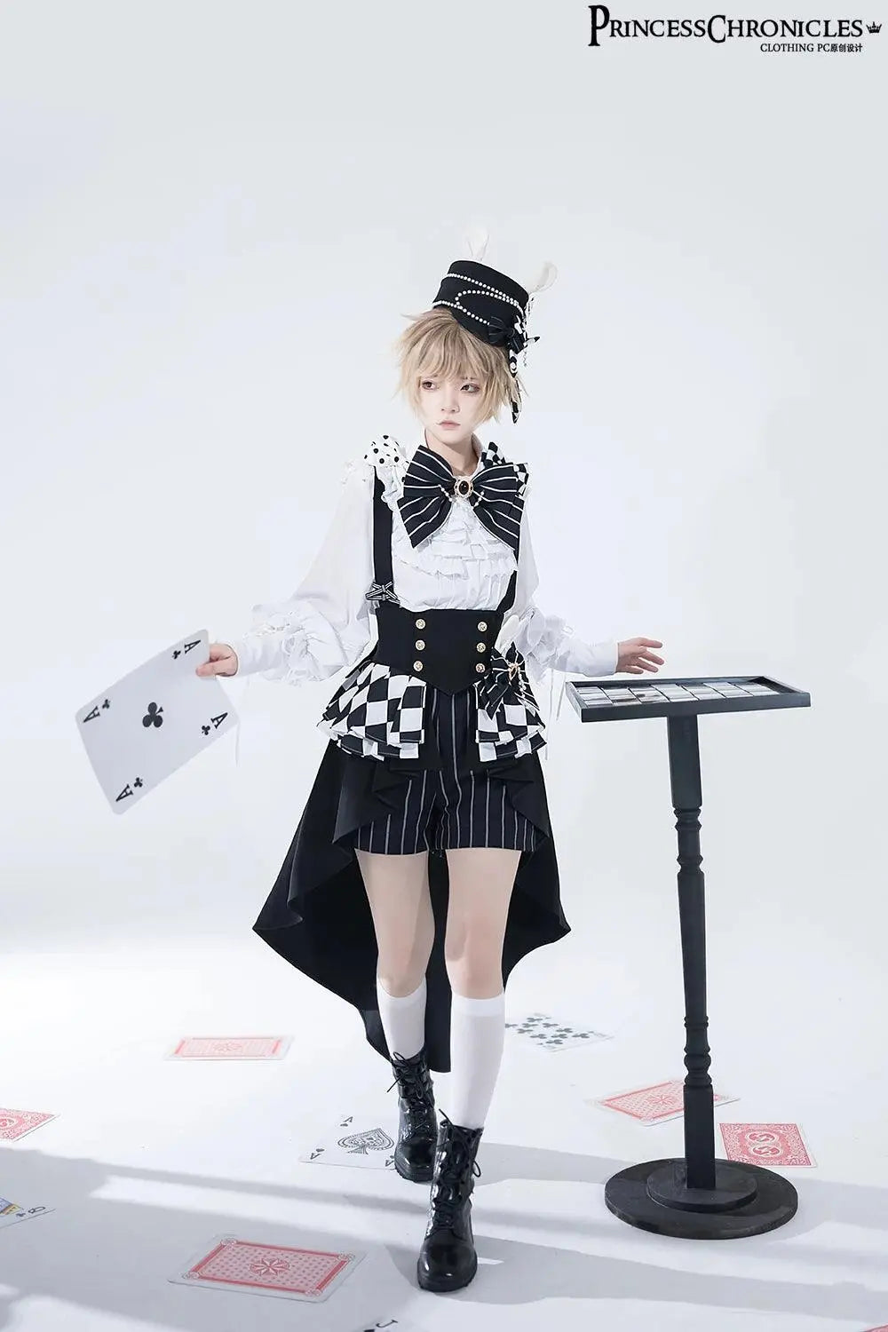 Ouji Outfit Cool Lolita Waist Cincher w. High Low Skirt by Princess Chronicles ~ Rabbit Theater Corset Costume Ouji Lolita Blous SS69