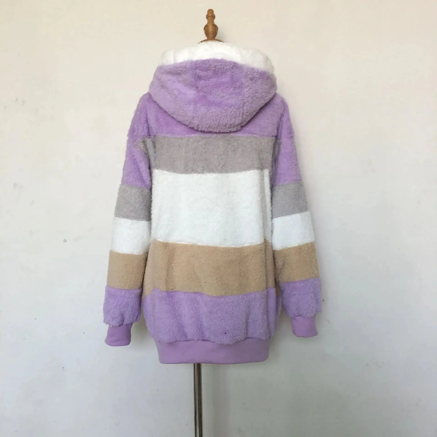 Oversized Jacket for Women 2025 New Autumn Winter Warm Plush Pocket Hooded Streetwear Loose Lady Outerwear Coat Roupas Feminina SS69