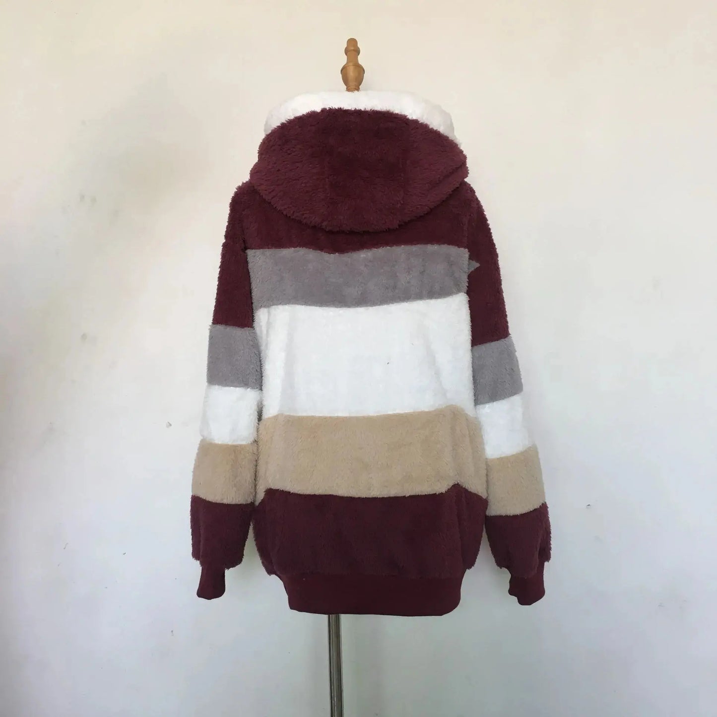 Oversized Jacket for Women 2025 New Autumn Winter Warm Plush Pocket Hooded Streetwear Loose Lady Outerwear Coat Roupas Feminina SS69