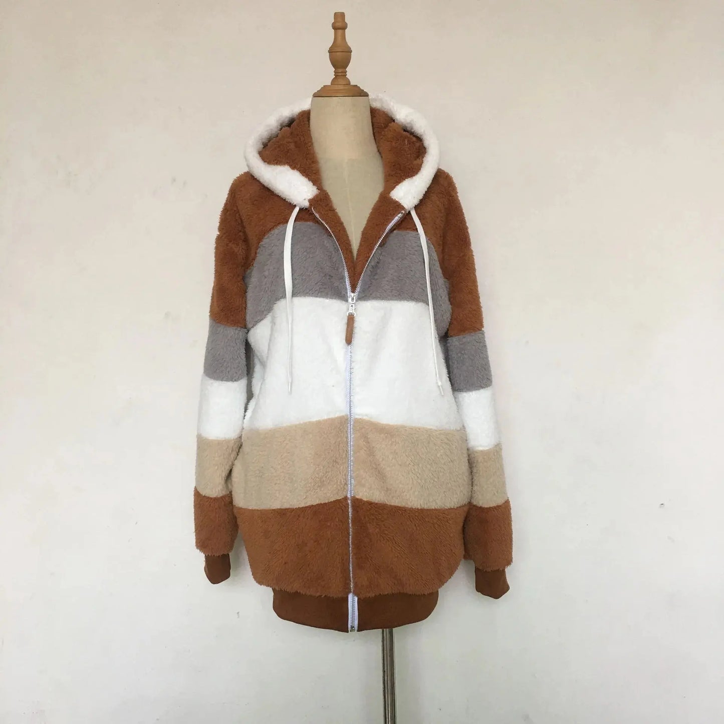 Oversized Jacket for Women 2025 New Autumn Winter Warm Plush Pocket Hooded Streetwear Loose Lady Outerwear Coat Roupas Feminina SS69