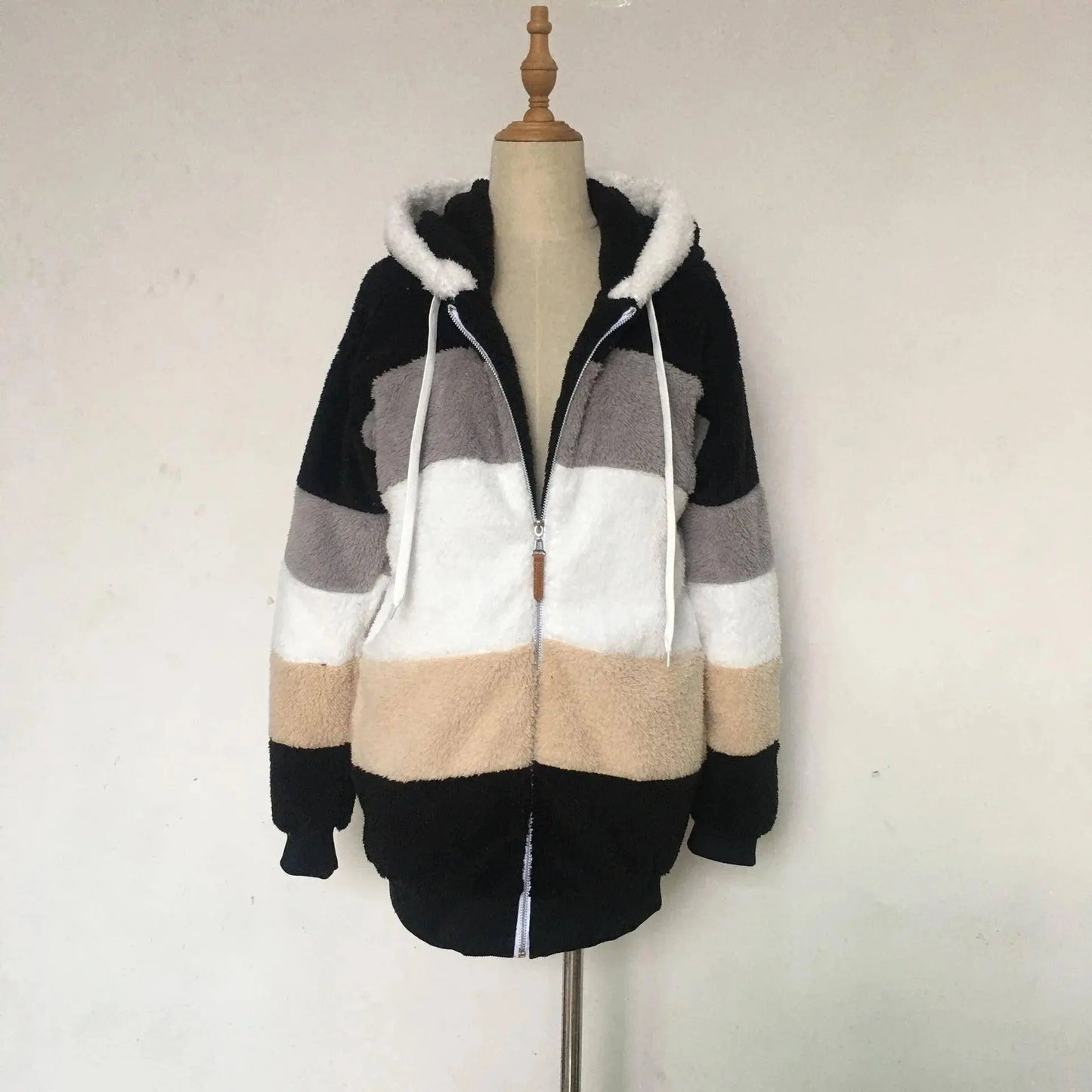 Oversized Jacket for Women 2025 New Autumn Winter Warm Plush Pocket Hooded Streetwear Loose Lady Outerwear Coat Roupas Feminina SS69