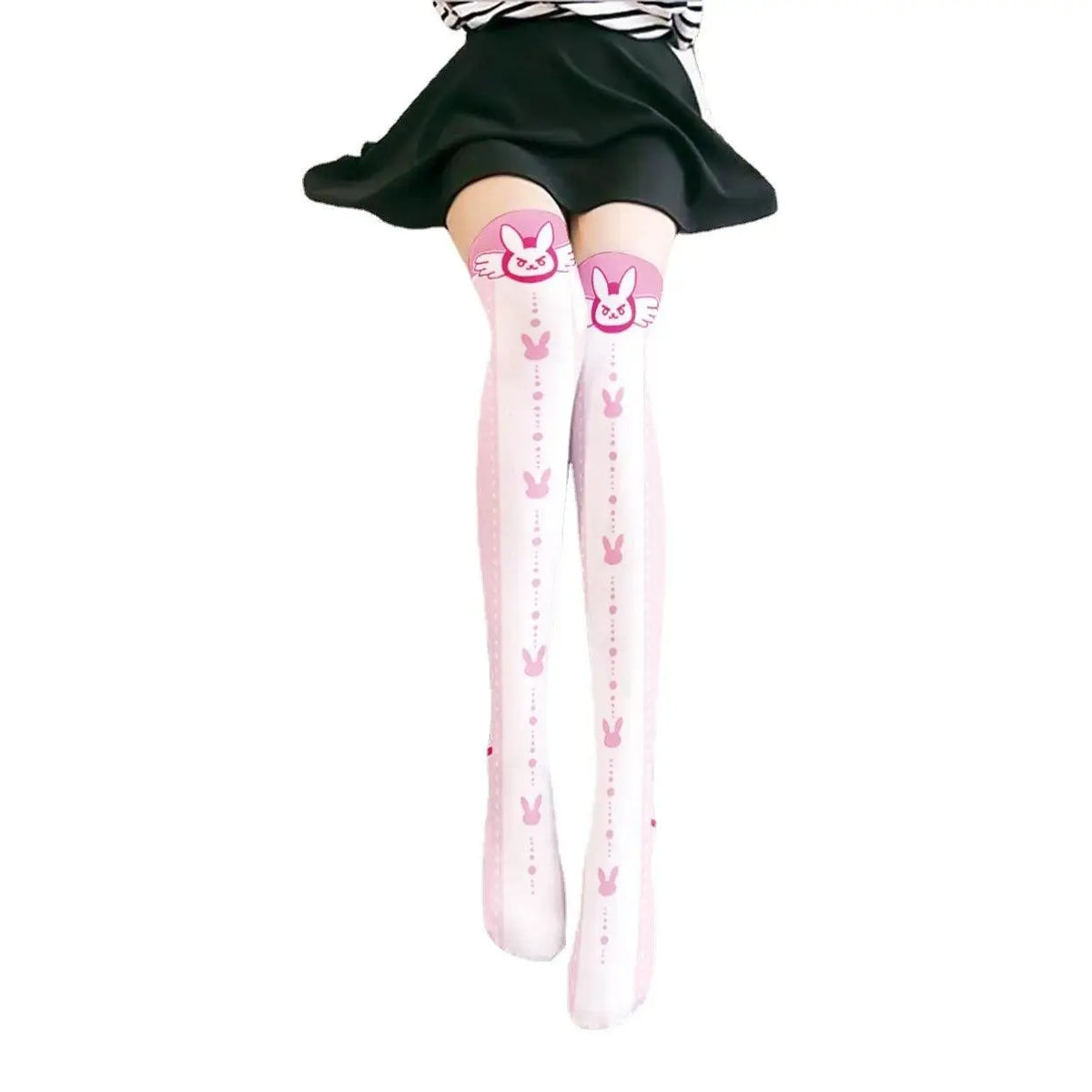 Overwatch D.Va Cartoon Printed Knee Length Socks Lolita Cute Anime Stockings Cosplay Clothing Accessories Long Socks - SS69