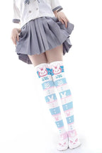 Overwatch D.Va Cartoon Printed Knee Length Socks Lolita Cute Anime Stockings Cosplay Clothing Accessories Long Socks - SS69