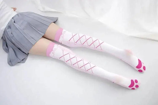 Overwatch D.Va Cartoon Printed Knee Length Socks Lolita Cute Anime Stockings Cosplay Clothing Accessories Long Socks - SS69