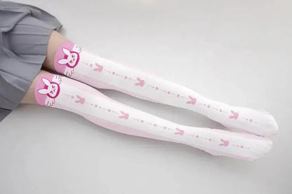 Overwatch D.Va Cartoon Printed Knee Length Socks Lolita Cute Anime Stockings Cosplay Clothing Accessories Long Socks - SS69