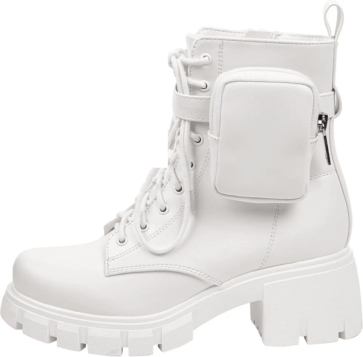 ~ POCKET ~ Platform Boots Chunky Block Heels Lug Sole Lace up round Toe Bootie Ankle Combat - SS69