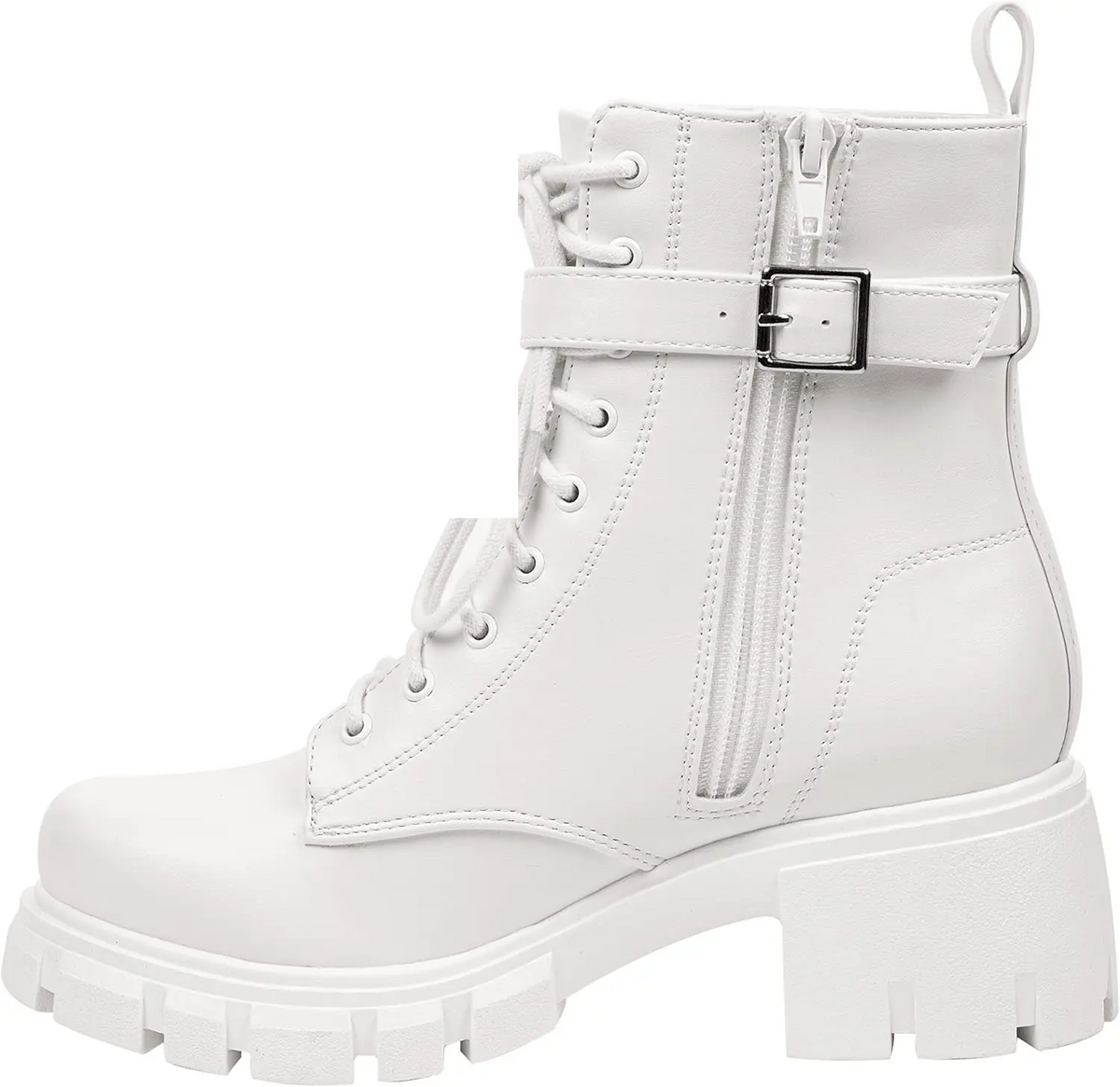 ~ POCKET ~ Platform Boots Chunky Block Heels Lug Sole Lace up round Toe Bootie Ankle Combat - SS69