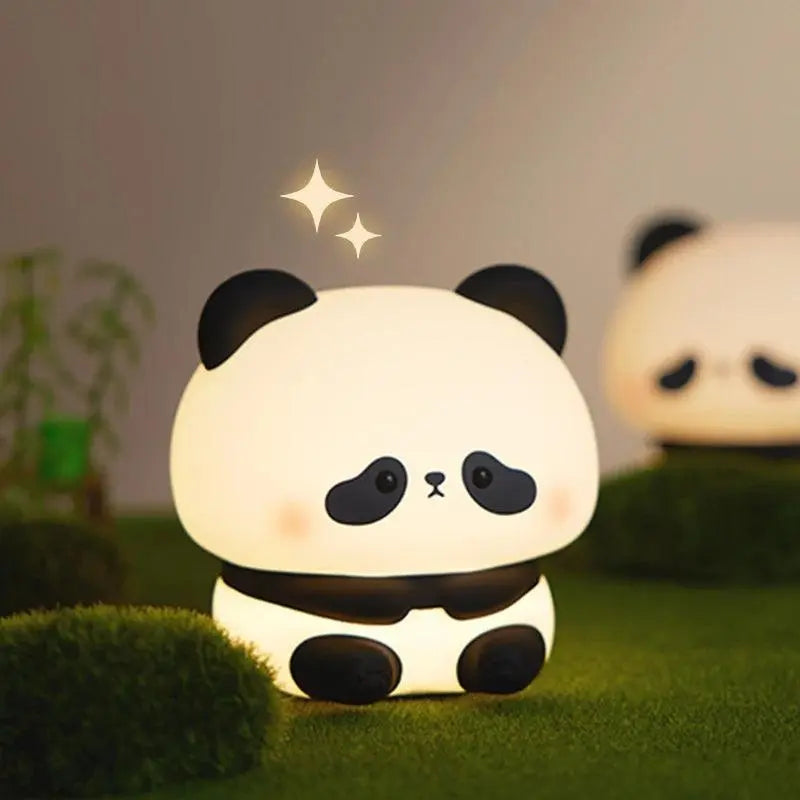 Panda LED Night Light Cute Silicone Night Light USB Rechargeable Touch Night Lamp Bedroom Timing Lamp Decoration Children's Gift - SS69