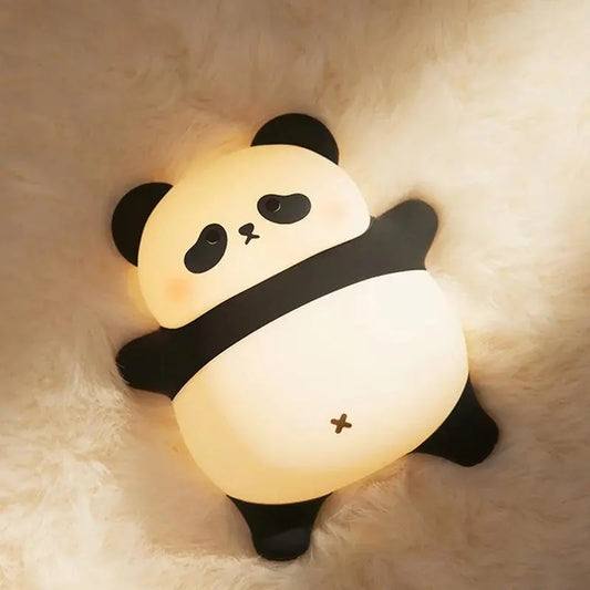 Panda LED Night Light Cute Silicone Night Light USB Rechargeable Touch Night Lamp Bedroom Timing Lamp Decoration Children's Gift - SS69