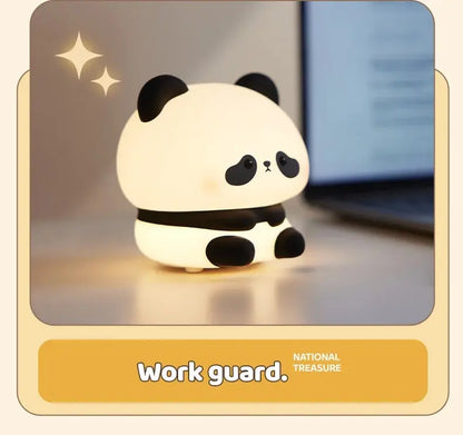 Panda LED Night Light Cute Silicone Night Light USB Rechargeable Touch Night Lamp Bedroom Timing Lamp Decoration Children's Gift SS69