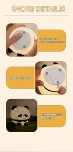 Panda LED Night Light Cute Silicone Night Light USB Rechargeable Touch Night Lamp Bedroom Timing Lamp Decoration Children's Gift SS69