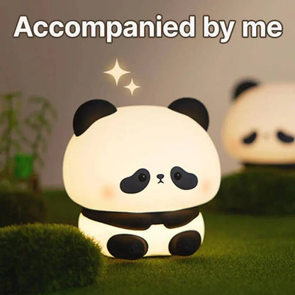 Panda LED Night Light Cute Silicone Night Light USB Rechargeable Touch Night Lamp Bedroom Timing Lamp Decoration Children's Gift SS69