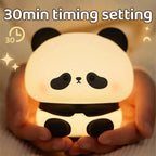 Panda LED Night Light Cute Silicone Night Light USB Rechargeable Touch Night Lamp Bedroom Timing Lamp Decoration Children's Gift SS69