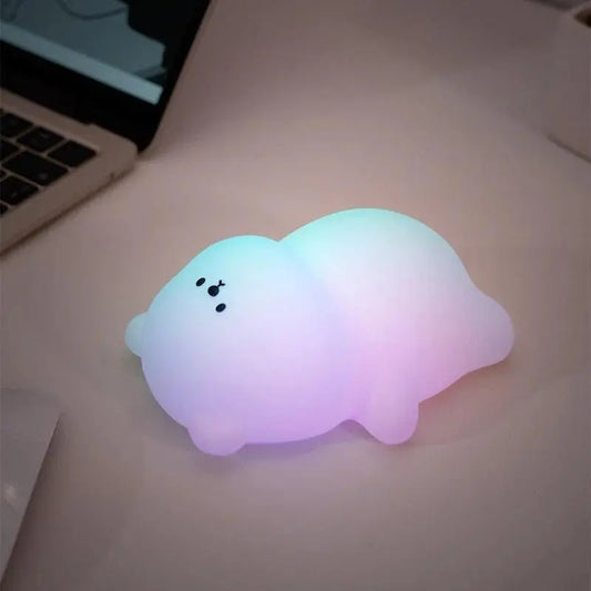 Panda LED Night Light Cute Silicone Night Light USB Rechargeable Touch Night Lamp Bedroom Timing Lamp Decoration Children's Gift SS69