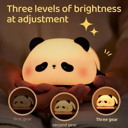 Panda LED Night Light Cute Silicone Night Light USB Rechargeable Touch Night Lamp Bedroom Timing Lamp Decoration Children's Gift SS69