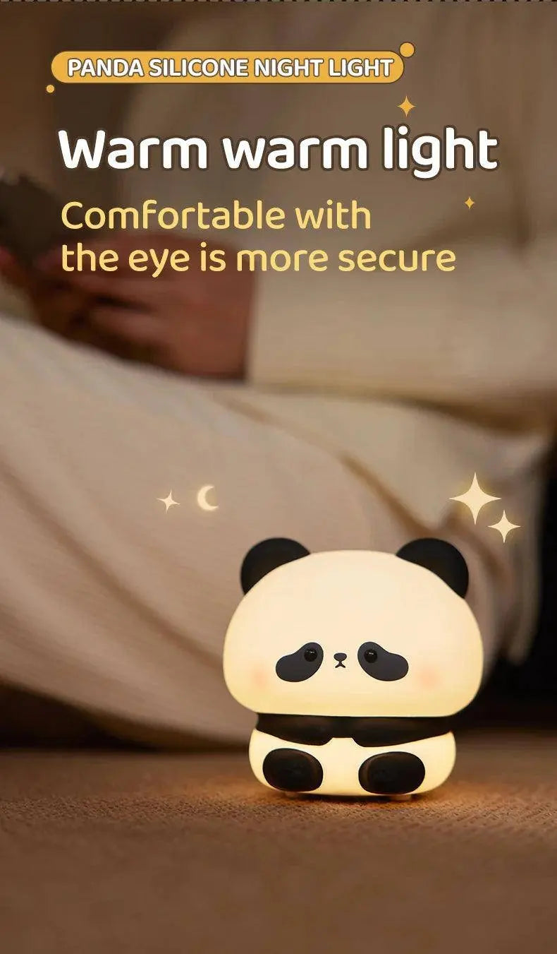 Panda LED Night Light Cute Silicone Night Light USB Rechargeable Touch Night Lamp Bedroom Timing Lamp Decoration Children's Gift SS69