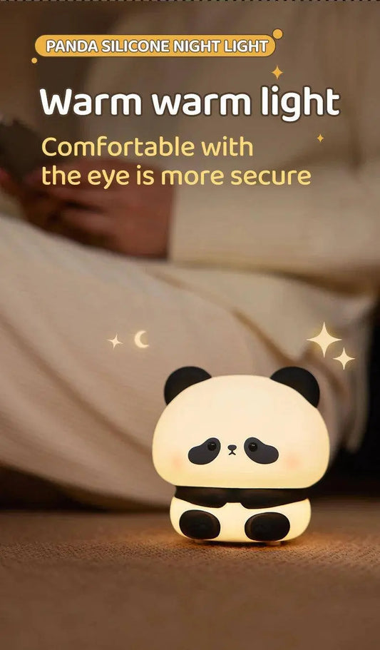 Panda LED Night Light Cute Silicone Night Light USB Rechargeable Touch Night Lamp Bedroom Timing Lamp Decoration Children's Gift SS69